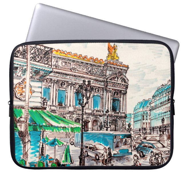  Paris street view of the theatre Wicked cafe Laptop Sleeve (Front)