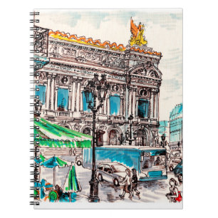  Paris street view of the theatre Wicked cafe pede Notebook