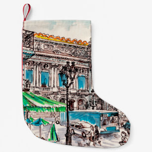  Paris street view of the theatre Wicked cafe pede Small Christmas Stocking