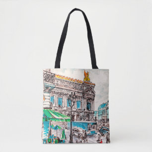  Paris street view of the theatre Wicked cafe pede Tote Bag