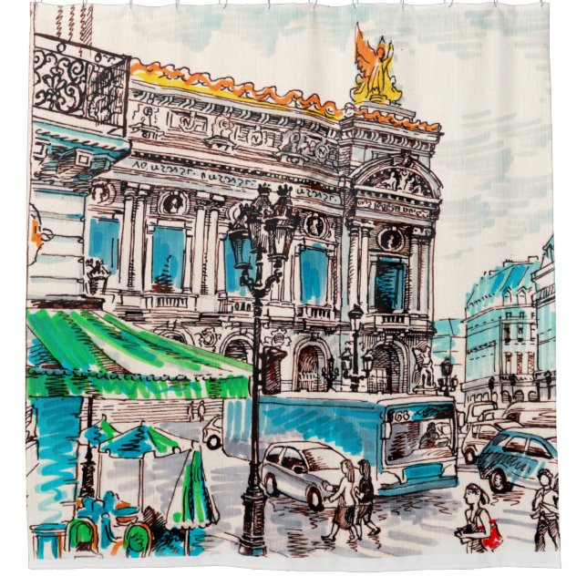  Paris street view of the theatre Wicked cafe Shower Curtain (Front)