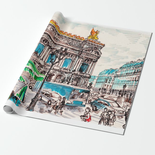  Paris street view of the theatre Wicked cafe Wrapping Paper (Unrolled)