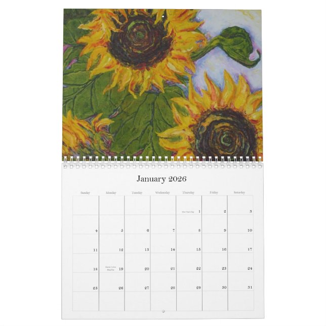 Paris' Sunflower Calendar (Jan 2026)