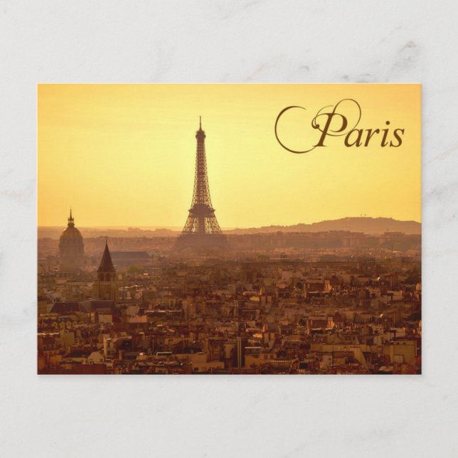 Paris Sunset with Eiffel Tower Postcard (Front)