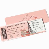 Paris Surprise Boarding Pass Vacation Gift Ticket