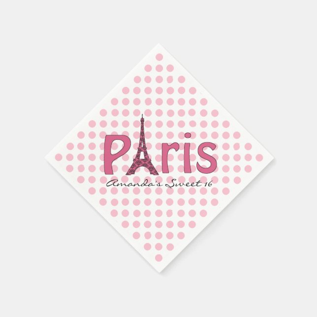 Paris Sweet 16 Custom Birthday Napkins (Corner)
