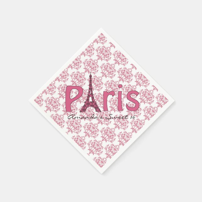 Paris Sweet 16 Damask Birthday Napkins (Corner)