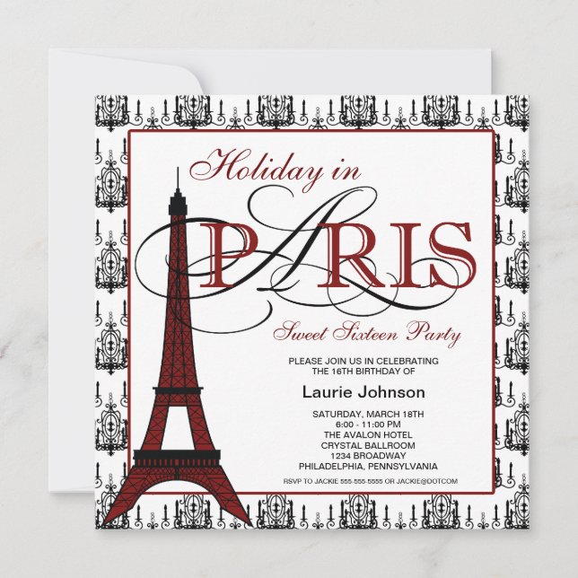 Paris Sweet Sixteen Party Invitation (Front)
