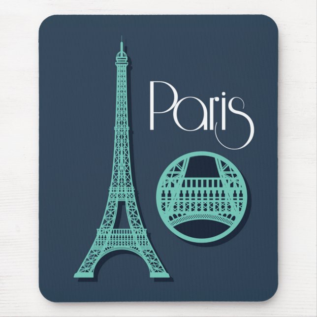 Paris Teal Mouse Mat (Front)