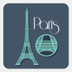Paris Teal Square Sticker