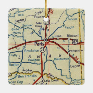 Paris Texas Vintage Ceramic Ornament