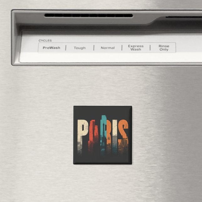 Paris Text and Silhouette Magnet (In Situ (Dishwasher))