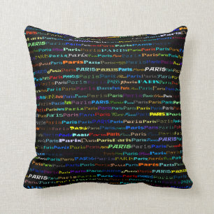 Paris Text Design I Throw Pillow