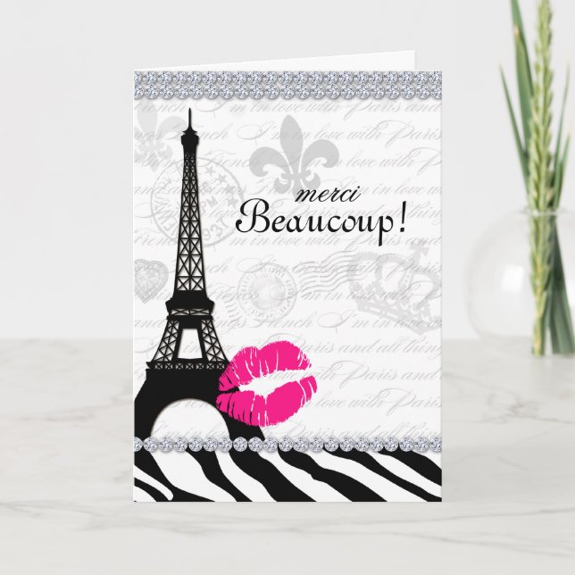 Paris Thank You Card Eiffel Tower Jewellery Zebra (Front)