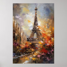 Paris The Eiffel Tower Abstract Oil Painting