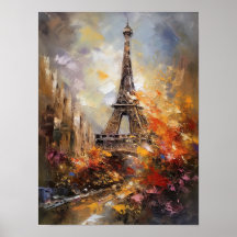 Paris The Eiffel Tower Abstract Oil Painting
