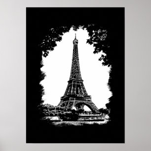 Paris, The Eiffel Tower Illustration poster