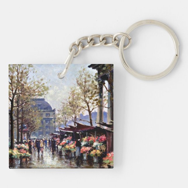 Paris, The Flower Market of La Madeleine Key Ring (Back)