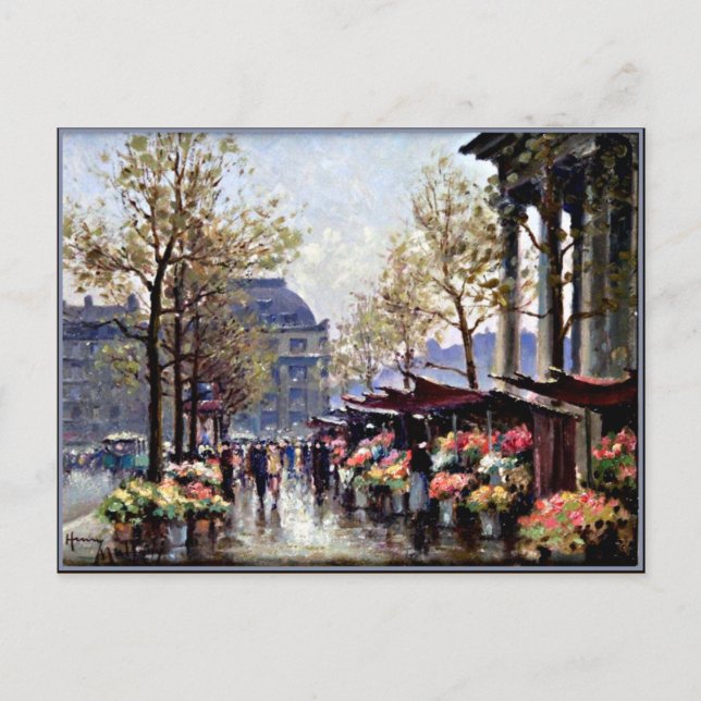 Paris, The Flower Market of La Madeleine Postcard (Front)
