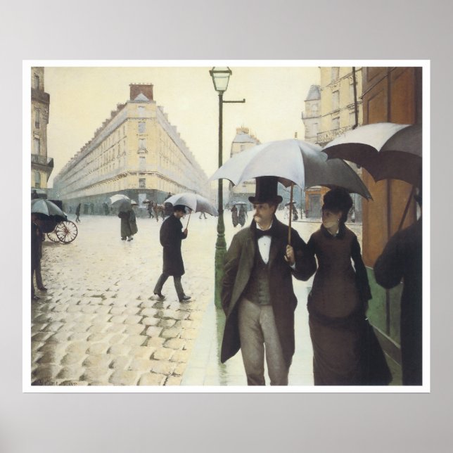 Paris, the Place de l"Europe on a Rainy Day, 1877 Poster (Front)