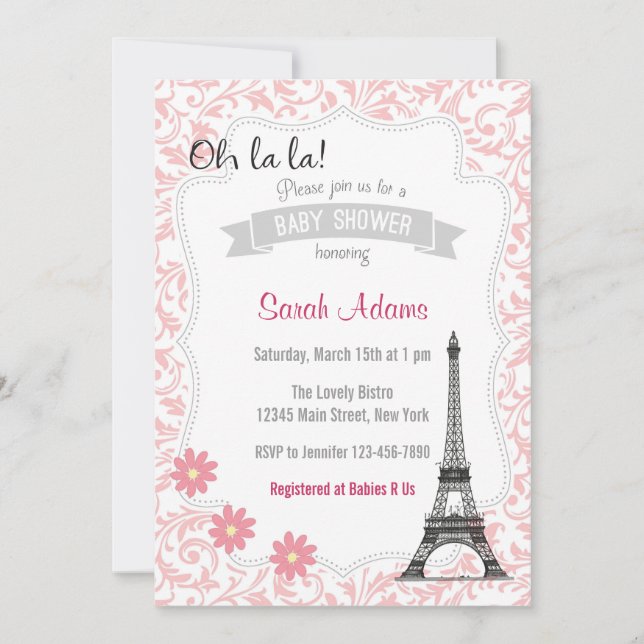 Paris Theme Baby Shower Invitation (Front)
