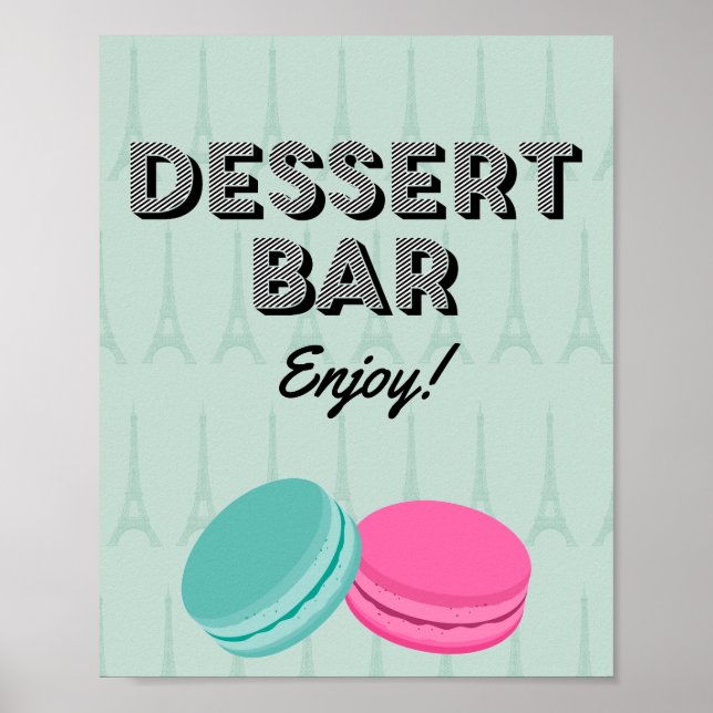 Paris Theme Birthday Dessert Bar Poster Sign (Front)