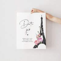Paris theme black pink Eiffel tower Date jar 