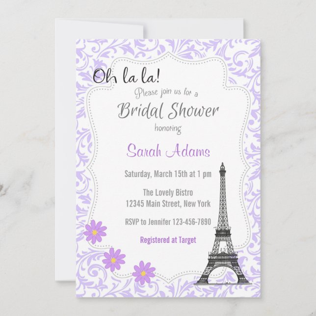 Paris Theme Bridal Shower Invitation (Front)