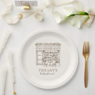 Paris Theme French Patisserie Baby Shower Paper Plate