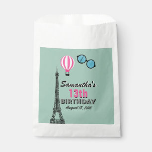 Paris Theme Happy Birthday Treat Favour Bags