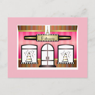 Paris Theme Pink French Patisserie Postcard