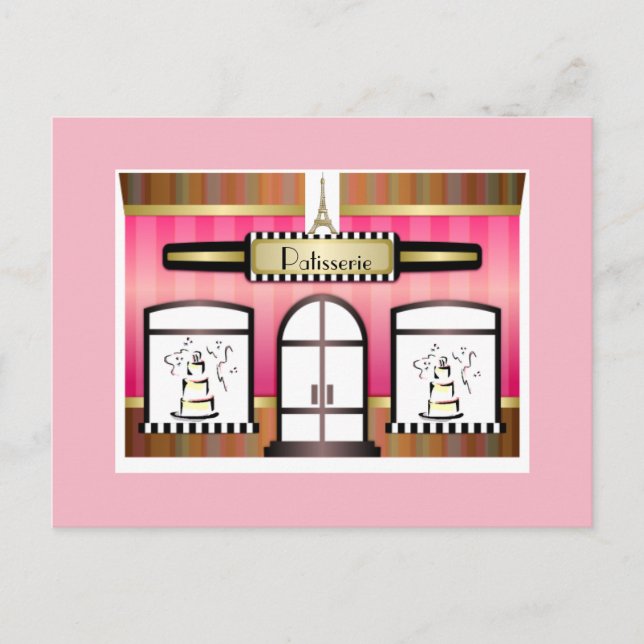 Paris Theme Pink French Patisserie Postcard (Front)