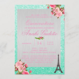 Paris Theme Quinceañera Invite
