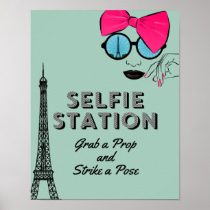 Paris Theme Selfie Station Birthday Poster Sign
