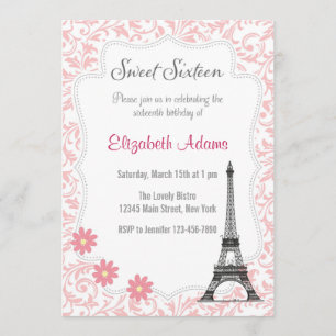 Paris Theme Sweet Sixteen Invitation