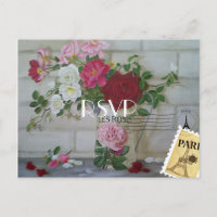 Paris Themed Add Photo Wedding RSVP Personalised