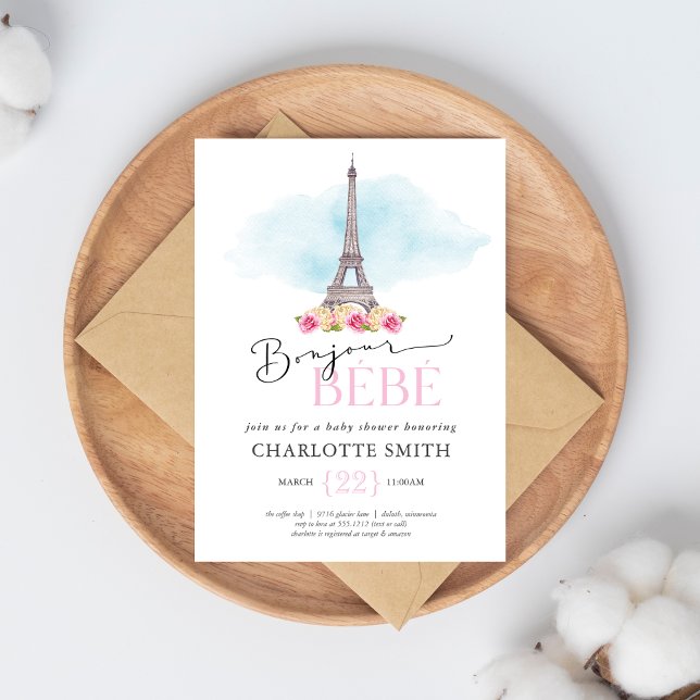 Paris Themed Bonjour Bébé Baby Shower Invitation (Creator Uploaded)