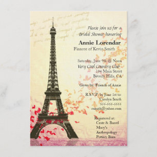 Paris Themed Bridal Shower Invitation template