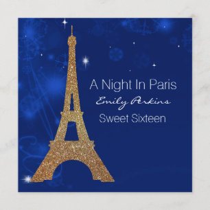 Paris Themed Elegant Sweet Sixteen Invitation