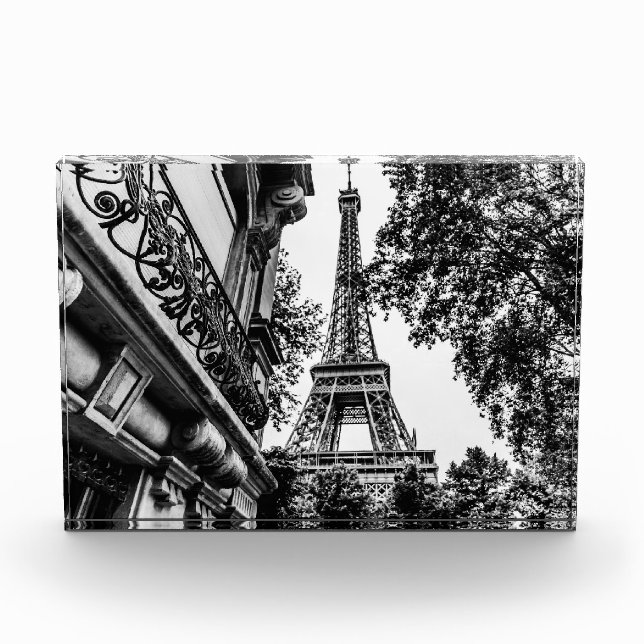 Paris Themed Home Decor in Black and White Photo Block (Front)