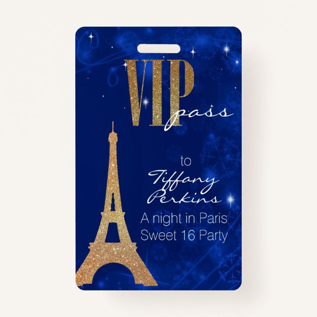 Paris Themed Party VIP Badge ID Badge (Front)