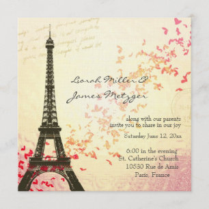 Paris Themed Wedding Invitation