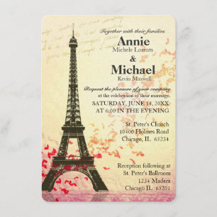 Paris Themed Wedding Invitation template