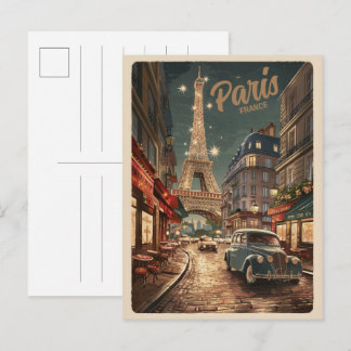 Paris Tour Effiel vintage old streets gifts Postcard
