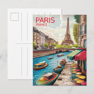 Paris Tour Effiel vintage old streets gifts Postcard