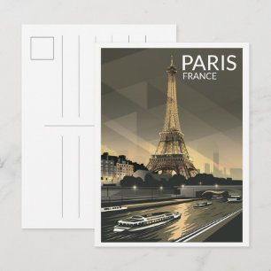 Paris Tour Effiel vintage old streets gifts Postcard