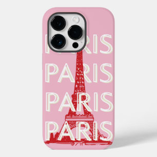 Paris, Travel Art, Retro Art, Pink Case-Mate iPhone 14 Pro Case