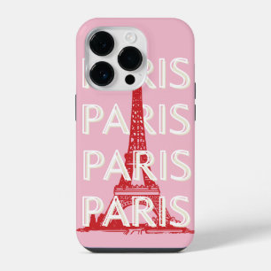 Paris, Travel Art, Retro Art, Pink iPhone 14 Pro Case