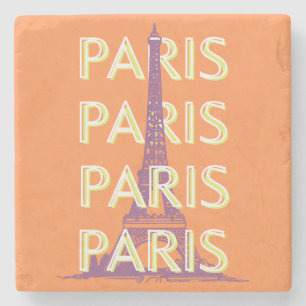 Paris, Travel Art, Retro Travel Art Stone Coaster