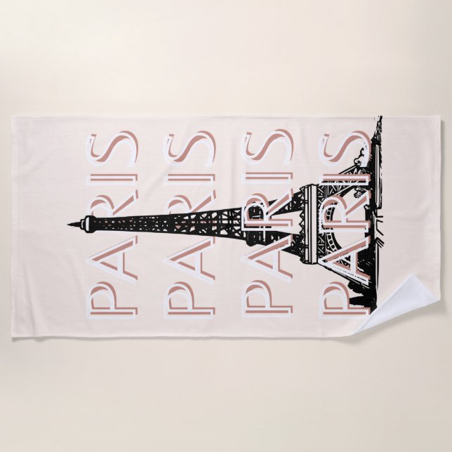 Paris Travel Art, Travel Art, Pastel, Minimalist Beach Towel (Front)